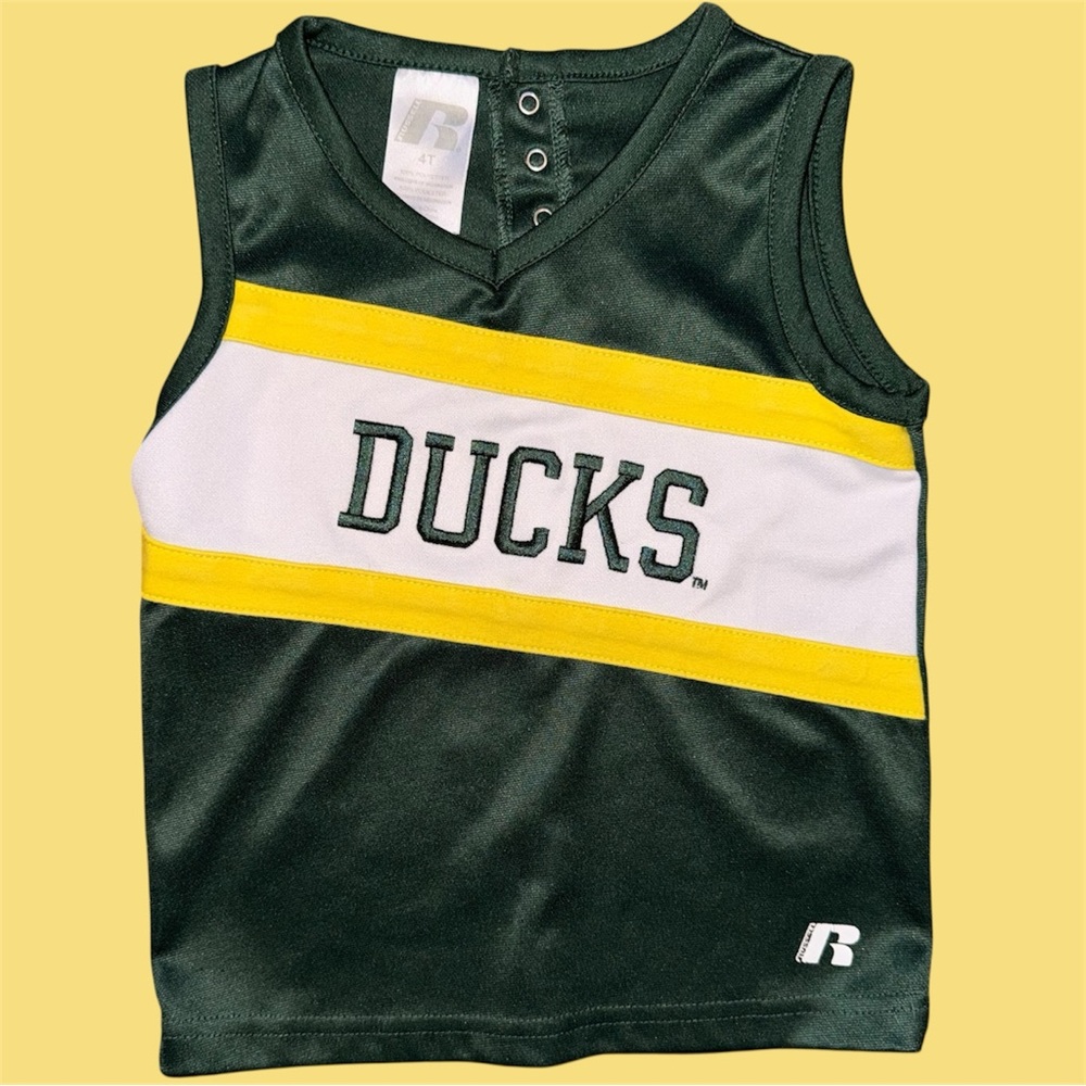 NCAA Russell Oregon Ducks Cheerleading Tank Top Kids 4T Green & Yellow